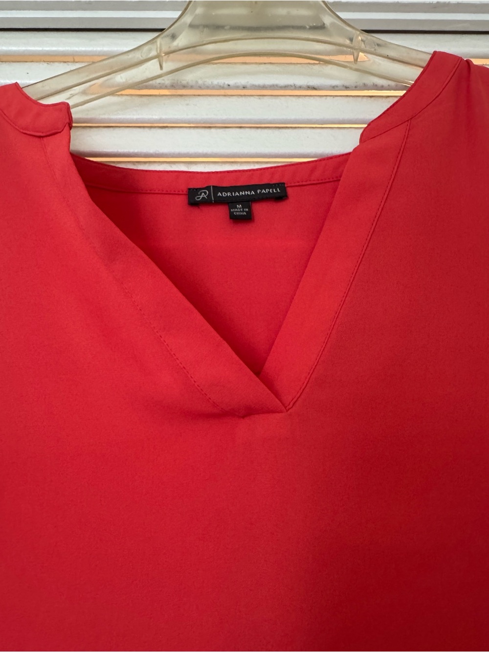 Adrianna Papell Vibrant Red V-Neck Long Sleeve Blouse - Picture 3 of 6